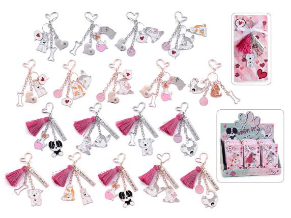 Charm - Keychain in metal Happy Cats - Dogs on display